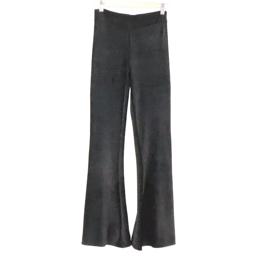 Free People Ribbed Knit Flare Pants Womens Size XS Black Boho Bell Bottom Pullon